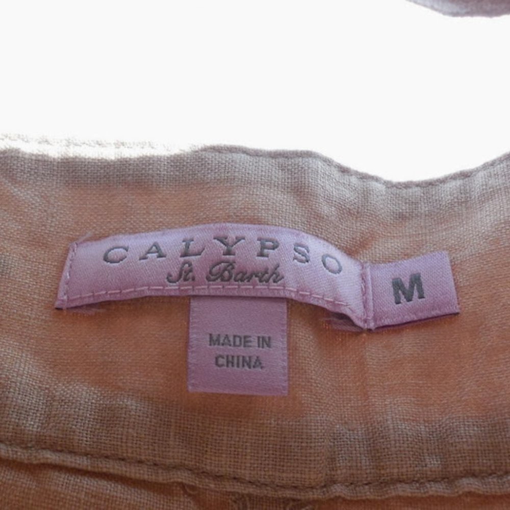 Calypso St. Barth Linen Khaki Wrap Peplum Skirt M - Picture 3 of 7